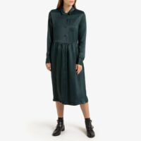 Robe chemise mi-longue manches longues Vert Foncé;Marron LA REDOUTE COLLECTIONS