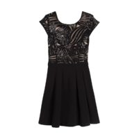 Robe courte à sequins et manches courtes CHERRY Noir Suncoo