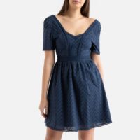 Robe courte broderie anglaise COREY Imprimé Bleu Suncoo