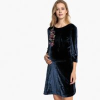 Robe de grossesse en velours imprimé devant Bleu Marine LA REDOUTE COLLECTIONS