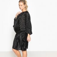 Robe de grossesse plissée élastiquée à la taille Noir LA REDOUTE COLLECTIONS