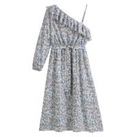 Robe décolleté asymétrique 1 manche imprimé floral Imprimé Floral LA REDOUTE COLLECTIONS