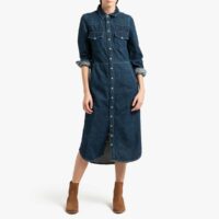 Robe droite boutonnée en denim