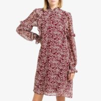 Robe droite imprimée à manches longues SYLVIA Bordeaux PETITE MENDIGOTE