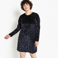 Robe droite velours dévoré