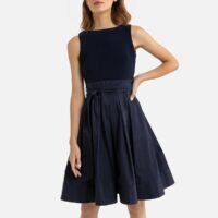 Robe en taffetas Bleu Marine Lauren Ralph Lauren