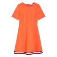 Robe évasée mi-longue à manches courtes Orange Tommy Hilfiger