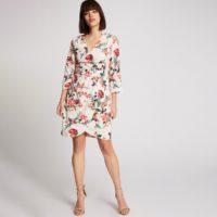 Robe fleurie portefeuille resserrée Rose Pale;Blanc Imprimé Morgan