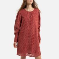 Robe housse courte en broderie anglaise Noir;Rouge Brique LA REDOUTE COLLECTIONS