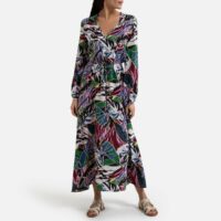 Robe imprimée en soie à manches longues ARTISTE Multicolore TOUPY