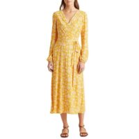 Robe imprimée longue à manches longues Jaune Lauren Ralph Lauren