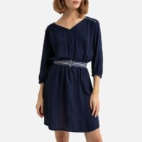 Robe jacquard fluide ceinturée