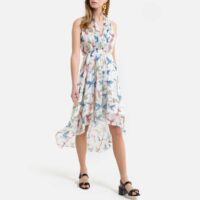 Robe longue asymétrique fluide à motifs Blanc Imprimé MOLLY BRACKEN