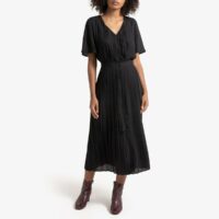 Robe longue plissée et boutonnée Rouge Brique;Noir LA REDOUTE COLLECTIONS