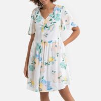 Robe manches courtes imprimé fleuri Imprimé Fond Blanc LA REDOUTE COLLECTIONS