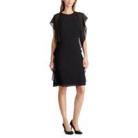 Robe mi-longue à volant en voile Noir Lauren Ralph Lauren