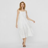 Robe midi à fines bretelles Blanc;Noir Vero Moda