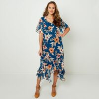 Robe midi fluide et fleurie