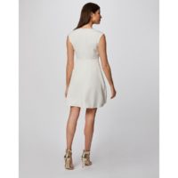 Robe patineuse col V croisé avec liseré doré Ecru;Blanc Morgan