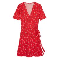 Robe portefeuille courte imprimée fleurs Imprimé Fond Rouge LA REDOUTE COLLECTIONS