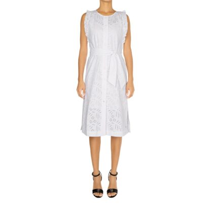 Robe sans manches avec broderie anglaise Blanc Tommy Hilfiger