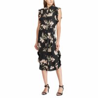 Robe sans manches en voile imprimé Imprimé Noir Lauren Ralph Lauren