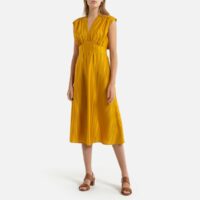 Robe satinée à plis sans manches AUGUSTA Jaune SESSUN