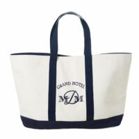 Sac de plage en coton bleu marine et blanc brodé Maisons du Monde