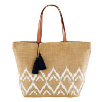 Sac de plage en jute motifs graphiques blancs Maisons du Monde