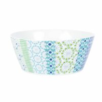 Saladier en porcelaine blanche motifs graphiques bleu et vert Maisons du Monde