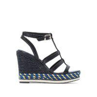 Sandales compensées cuir Bleu Marine Tommy Hilfiger