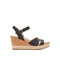 Sandales compensées en cuir Cloverdale Noir ou Camel Ugg