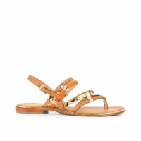 Sandales cuir Cumin Blanc /Argent ou Orange - Beige LES TROPEZIENNES PAR M BELARBI