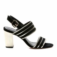 Sandales cuir Kilit Noir/Or COSMOPARIS