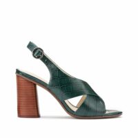 Sandales en cuir effet crocodile Noir ou Marron ou Vert LA REDOUTE COLLECTIONS