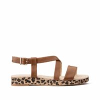 Sandales en cuir talon compensé Camel Anne weyburn