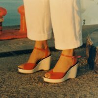 Sandales en cuir talon compensé Rouge/Blanc VANESSA SEWARD X LA REDOUTE COLLECTIONS