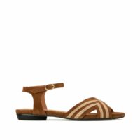 Sandales en cuir talon plat NIABI Marron Or ou Kaki ANONYMOUS COPENHAGEN