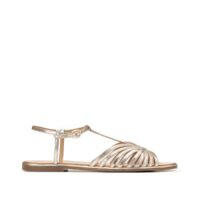 Sandales en cuir talon plat multibrides Doré LA REDOUTE COLLECTIONS