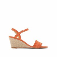 Sandales talon compensé en cuir Orange LA REDOUTE COLLECTIONS