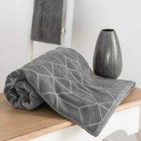 Serviette de toilette en coton anthracite à motifs 30x50 OP ART Maisons du Monde