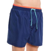 Short de bain uni logo Rouge - Bleu Marine Diesel