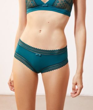 Shorty en microfibre bords dentelle OVE  - Bleu - Femme - Etam