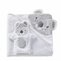 Sortie de bain bébé en coton blanc et gris 100x100 Maisons du Monde