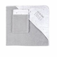 Sortie de bain bébé en coton gris et blanc Maisons du Monde