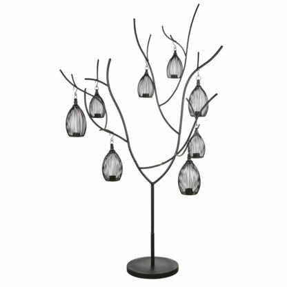 Support arbre en métal 6 lanternes filaires noires Maisons du Monde