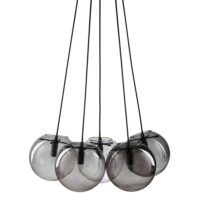 Suspension 5 boules en verre et verre fumé Maisons du Monde