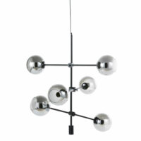 Suspension 6 globes en verre fumé et métal noirs Maisons du Monde