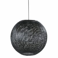 Suspension boule en bambou tressé et métal noirs D60 Maisons du Monde