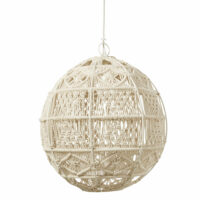 Suspension boule en macramé et métal blanc Maisons du Monde